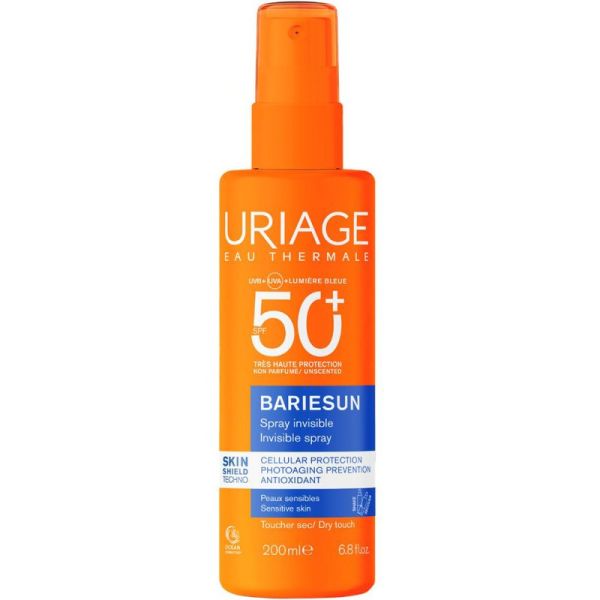 Uriage Bariésun Spray Solaire Invisible Sans Parfum SPF 50+ 200ml – Très haute protection