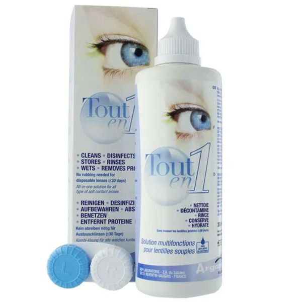 Argane Vision Nettoyant Lentilles Tout En 1 - 350ml - Solution multifonctions pour lentilles souples