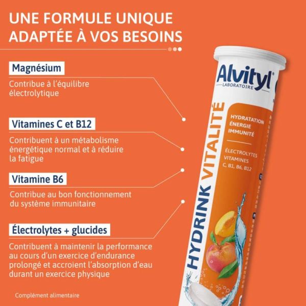 Alvityl Hydrink Vitalité - 20 Comprimés Effervescents - Hydratation et énergie