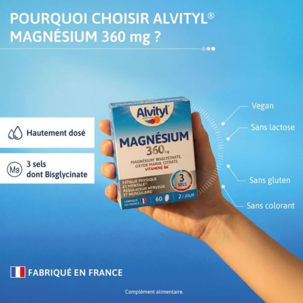 Alvityl Magnésium 360 mg Fatigue Physique et Mentale 60 comprimés - Régulateur nerveux et musculaire