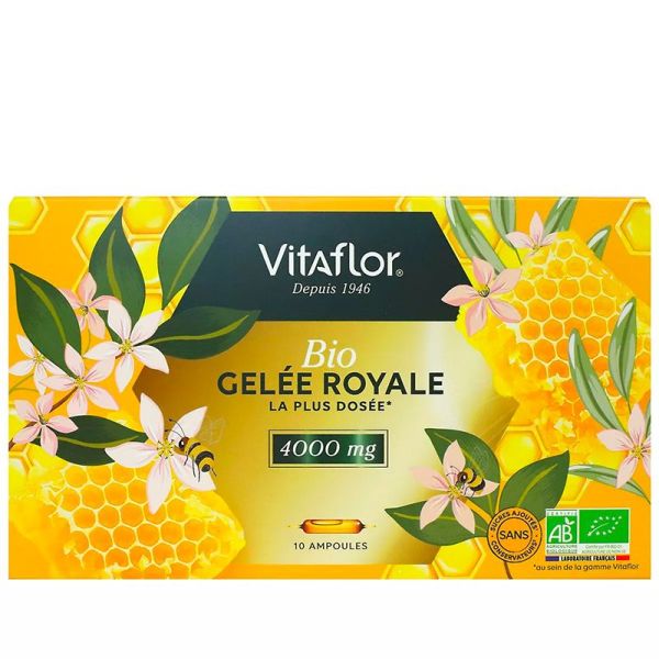 Vitaflor Gelée Royale Bio 4000mg - Renforce les Défenses - 10 ampoules