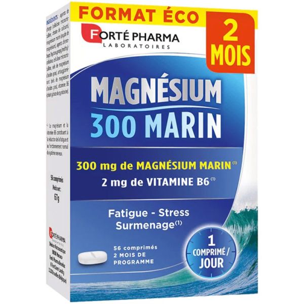 Forté Pharma Magnésium 300 Marin - 56 Comprimés - Réduction de la fatigue, stress et équilibre nerveux