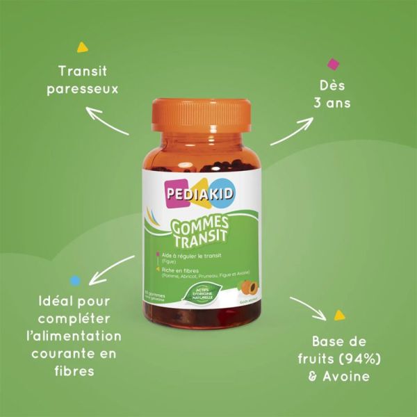 Pediakid Gommes Transit Goût Abricot 60 Gommes – Régulation du transit