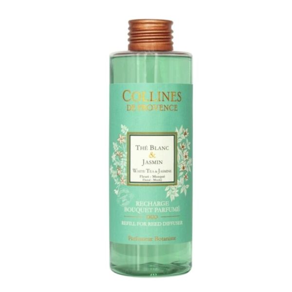 Collines de Provence Recharge Bouquet Parfumé Thé Blanc Jasmin – parfum d’intérieur frais et apaisant