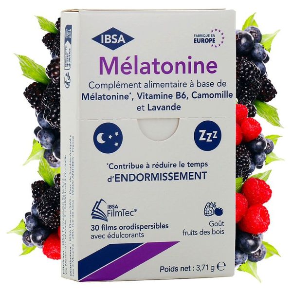 Ibsa Filmtec Melatonine - 1,9mg - Favorise l'Endormissement - 30 Films Orodispersibles