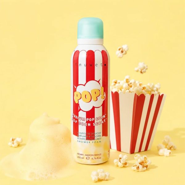 Inuwet Mousse de Douche Pop Corn 200ml – Mousse de douche chantilly hydratante et apaisante