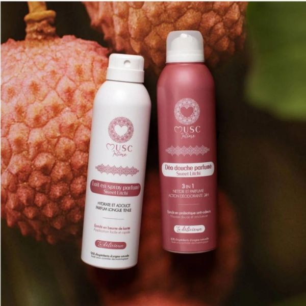 Musc Intime Lait en Spray Parfumé Sweet Litchi 100 ml – hydratation et parfum délicat