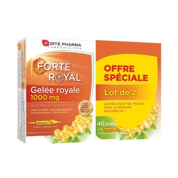 Forté Royal Gelée Royale 1000mg - Lot de 2 x 20 ampoules