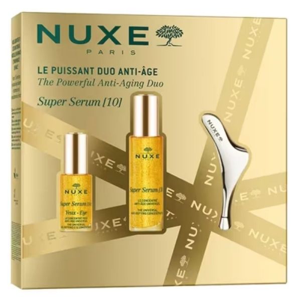 Nuxe Coffret Puissant Duo Anti-âge - Super Serum [10] Visage et Yeux + accessoire de massage