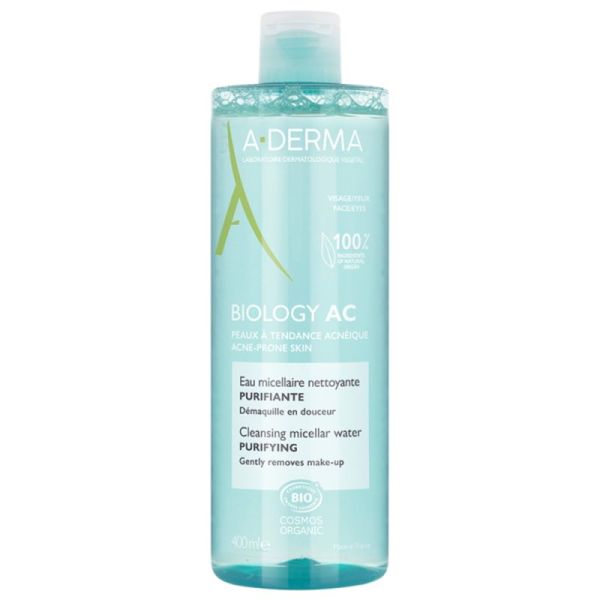 A-Derma Biology AC Eau Micellaire Nettoyante Purifiante - 400 ml - Peaux grasses à imperfections