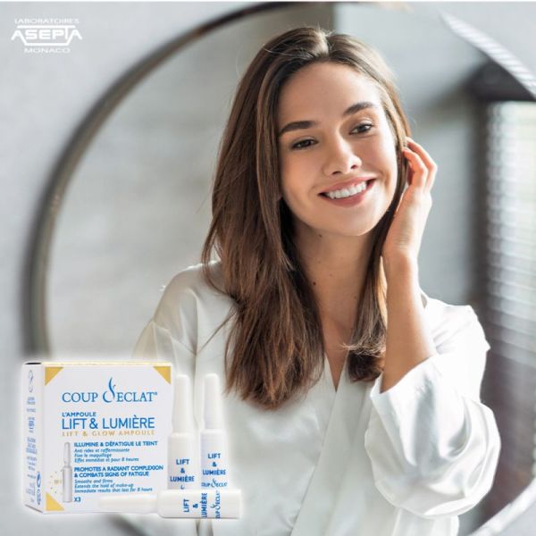 Coup d'Éclat Lift & Lumière 12 Ampoules – Soin tenseur immédiat effet bonne mine 8h