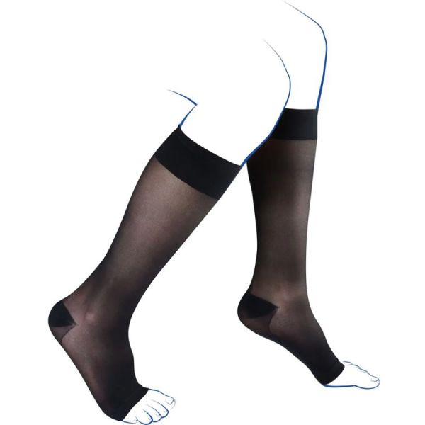 Thuasne Venoflex Incognito Absolu Pieds Ouverts Chaussettes de Contention Femme Classe 2 Long – Transparence et confort