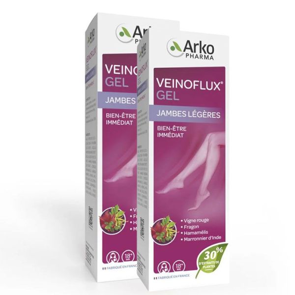Arkopharma Veinoflux Gel Jambes Légères - Lot de 2x150 ml - Bien-Être Immédiat