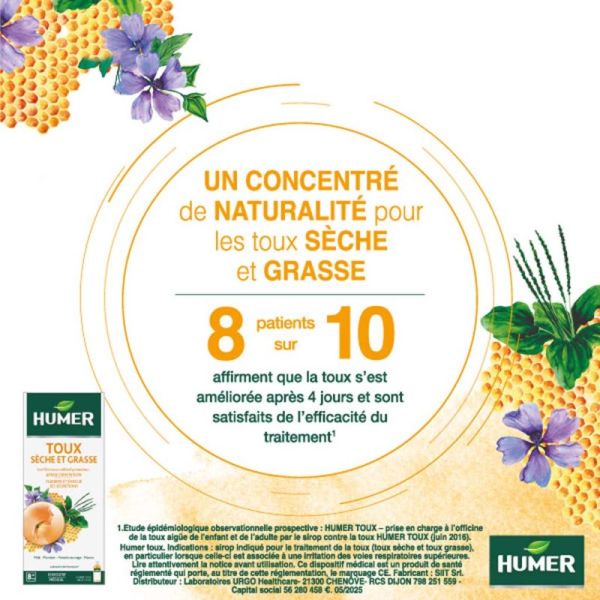 Humer Toux Sèche et Grasse 170 ml – Sirop naturel à l'efficacité cliniquement prouvée