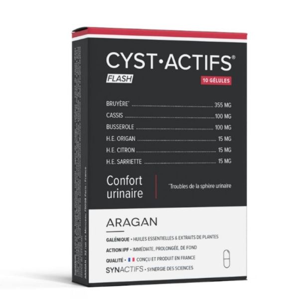 Aragan Cyst•Actifs Flash - 10 gélules - Confort urinaire et élimination rapide