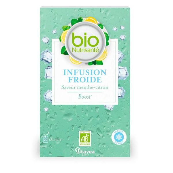 Vitavea Bio Nutrisanté Infusion Froide - Saveur Menthe Citron - Regain d'Énergie - 20 sachets