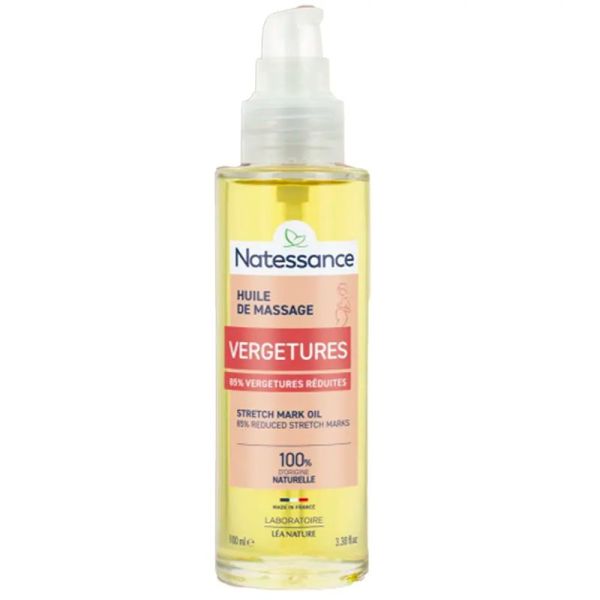 Natessance Huile de Massage Vergetures - 100ml - Soin naturel pour prévenir et atténuer les vergetures