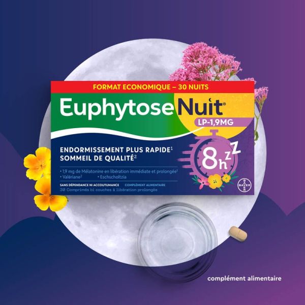 Boiron Euphytose Nuit LP 1,9 mg - Endormissement plus Rapide - 30 capsules