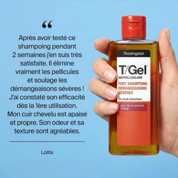 Neutrogena T/Gel Fort Shampoing Démangeaisons Sévères 250 ml - Apaise les démangeaisons intenses
