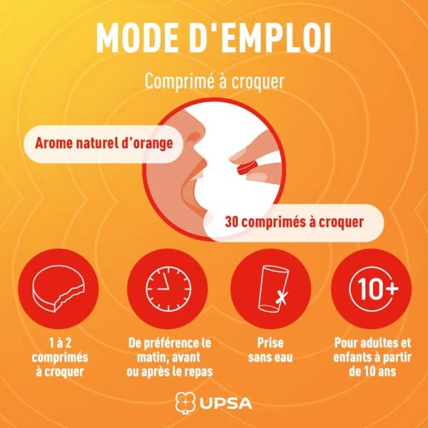 UPSA Vitalité Vitamine C 500mg 30 Comprimés à Croquer – Énergie et immunité