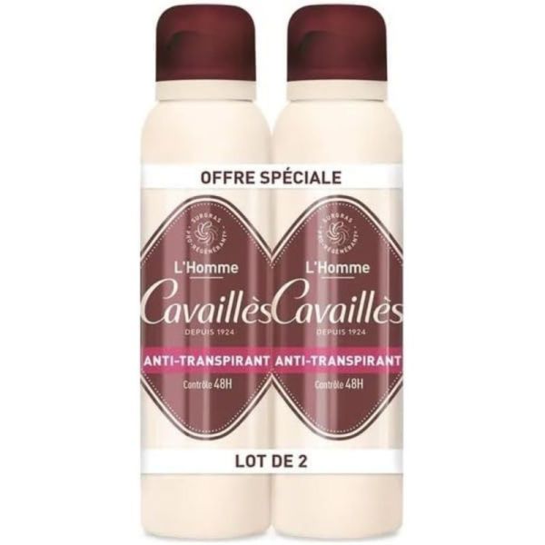 Cavaillès Déodorant Spray Homme Anti-Transpirant 48H - Lot de 2 x 150 ml