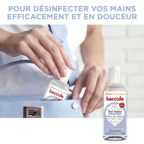 Baccide Gel Hydroalcoolique Mains Fleur de Coton - 100ml - Hygiène efficace et parfum délicat