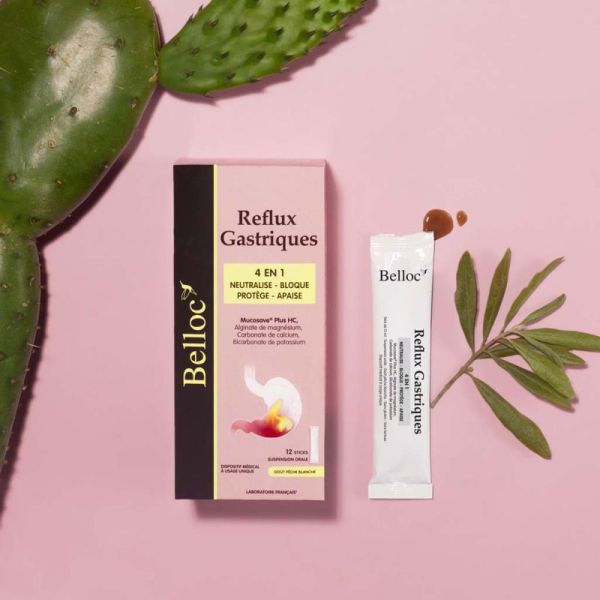 Belloc Reflux Gastriques - Neutralise, Bloque, Protège et Apaise - 12 sticks