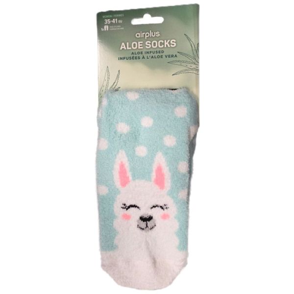 Airplus Aloe Cabin Socks Chaussettes Hydratantes - Bleu Motif Lama - Pointure 35-41
