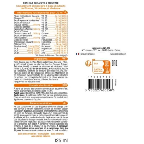 Pediakid Sirop 22 Vitamines et Oligo-éléments 125ml – Vitalité et équilibre de l'enfant