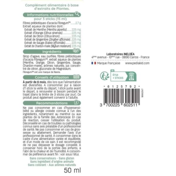 Pédiakid Mal des transports 10 sticks – Prévention des nausées et vomissements