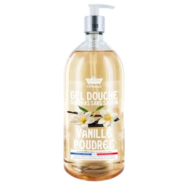 Les Petits Bains de Provence Gel Douche Surgras - Sans Savon - Senteur Vanille Poudrée - 1 Litre