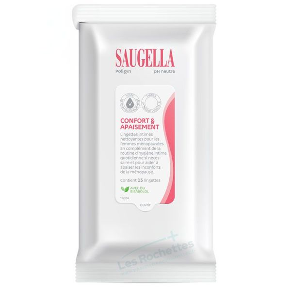 Saugella Poligyn Lingettes intimes - 15 lingettes - Fraîcheur et confort au quotidien