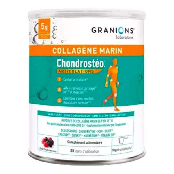 Granions Chondrostéo Collagène Marin Poudre - Soutien des Os et des Articulations - 280 g