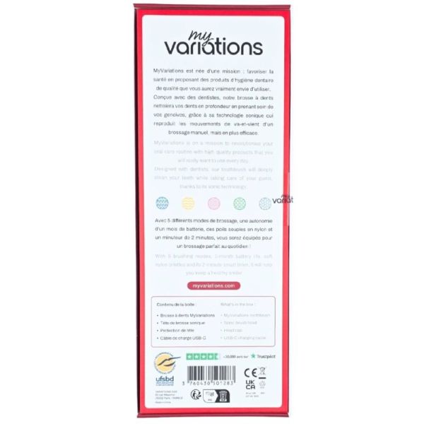 MyVariations Brosse à dents électrique sonique édition limitée Velvet Red - Brossage efficace et soin des gencives