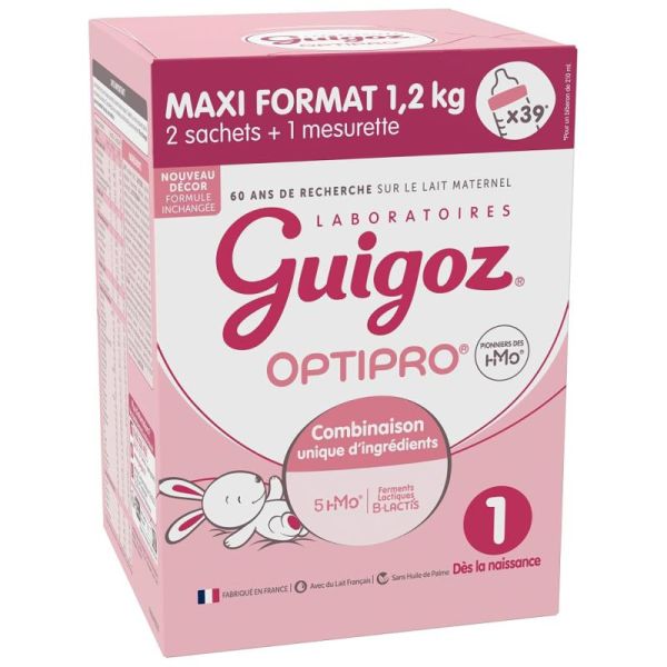 Guigoz Optipro 1 Lait 1er Âge Dès la Naissance Jusqu'à 6 Mois 1,2kg – Nutrition et DHA