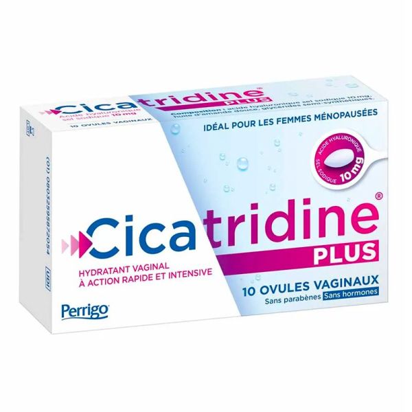 Perrigo Cicatridine Plus - Ovules Vaginaux Hydratant - Action Rapide - 10 ovules