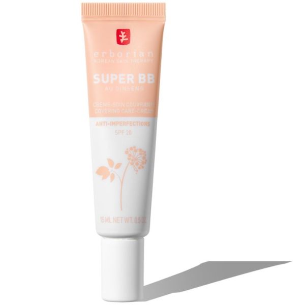 Erborian Super BB au Ginseng 15ml Teinte Clair – Crème de teint couvrante anti-imperfections SPF20