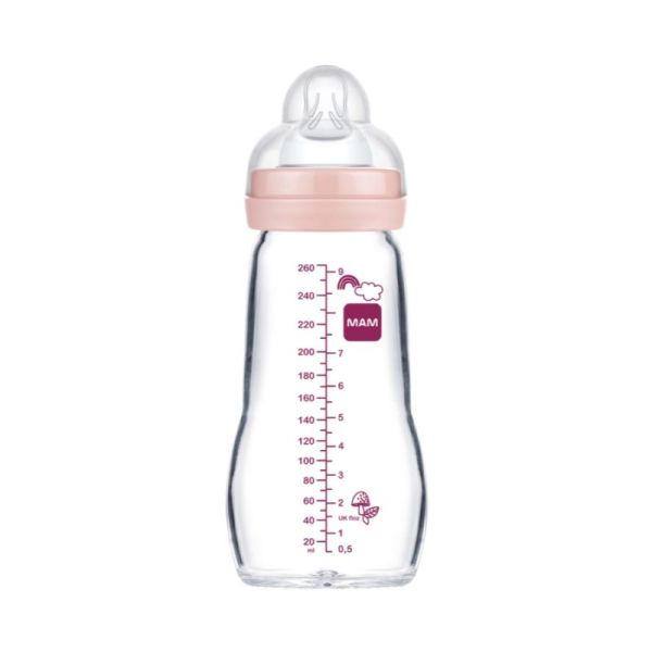 MAM Biberon en Verre Rose 2 mois et plus - 260ml