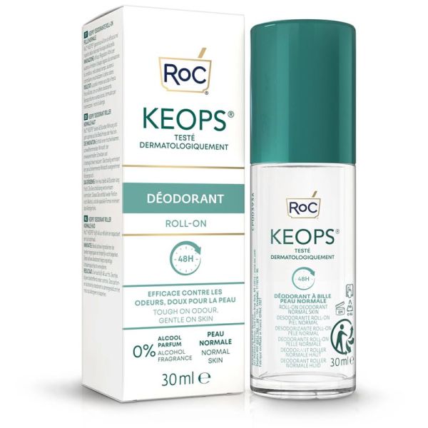 RoC Keops Déodorant à Bille 30 ml – Protection anti-odeur et humidité 48h