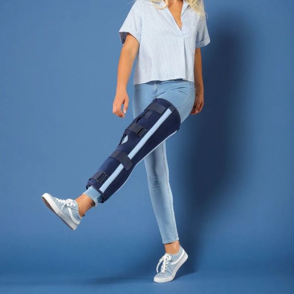 Thuasne Ligaflex Immo 0° Attelle Immobilisation du Genou Bleu Marine – Maintien et stabilisation
