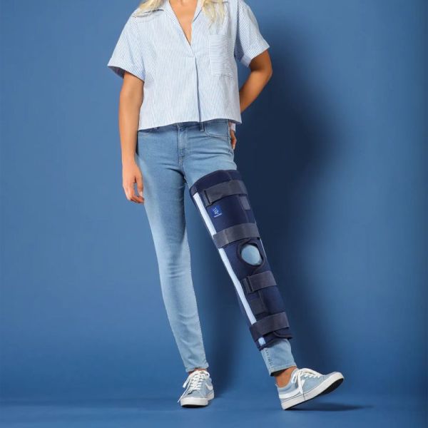 Thuasne Ligaflex Immo 0° Attelle Immobilisation du Genou Bleu Marine – Maintien et stabilisation
