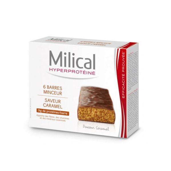 Milical Barres Minceur Hyperprotéinées - Saveur Caramel - 6 Barres