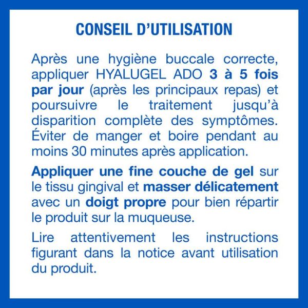 Hyalugel Gel Buccal Ado - 20ml - Soulage les aphtes et irritations liées à l’orthodontie