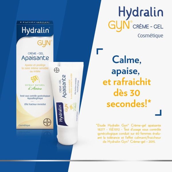Hydralin Gyn Crème-Gel Apaisante - 15 g - Soin Intime Apaisant & Rafraîchissant