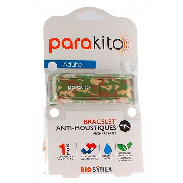 Parakito Bracelet Anti-Moustiques Adulte - Motif Camouflage - Bracelet + 2 recharges