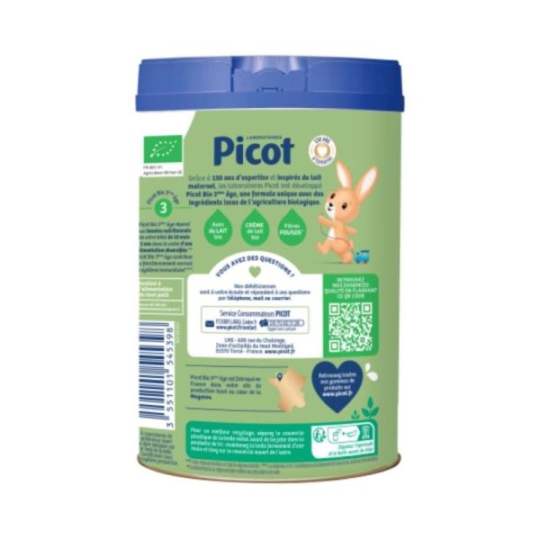 Picot Bio 3ème âge (dès 10 mois) 800 g lait en poudre - Soutient le système immunitaire