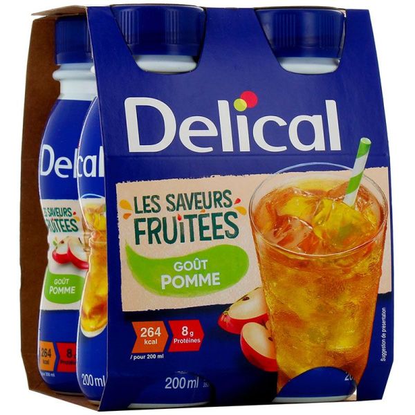 Delical Boisson Pomme - Idéal pour Compléter l'Alimentation - 4 x 200 ml