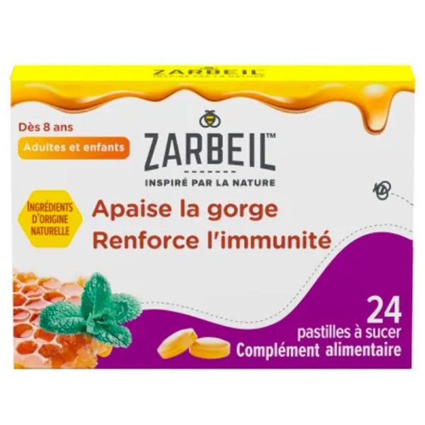 Zarbeil Gorge et Immunité - Apaise la Gorge et Booste l'Immunité - 24 Pastilles