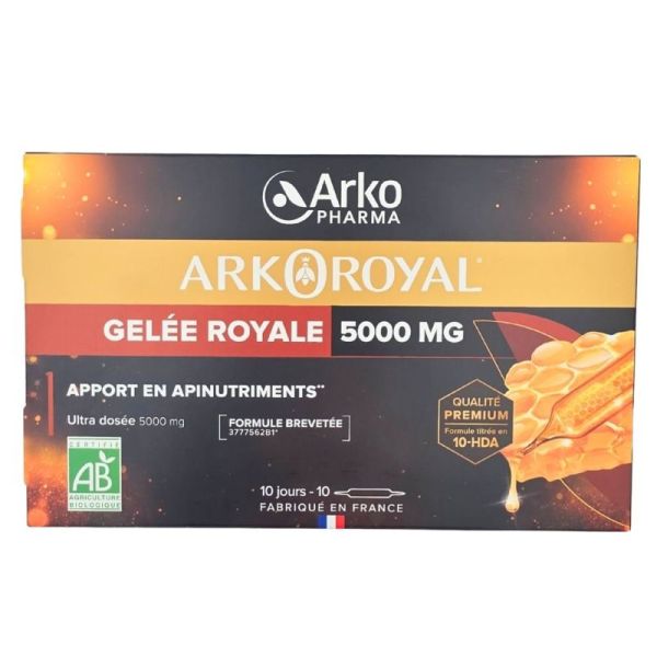 Arkopharma Arkoroyal Gelée Royale 5000 mg Bio 10 ampoules - Apport ultra dosé en apinutriments