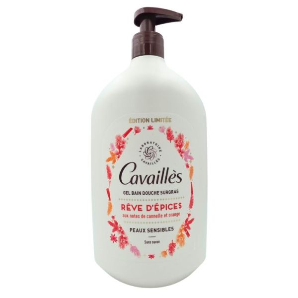Cavaillès Gel Bain Douche Surgras Rêve d’Épices 1 L - Nettoie les peaux sensibles